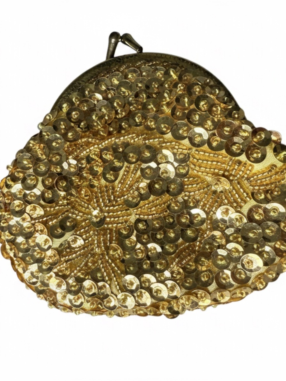 Gold sequin and bead coin purse
